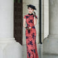 Red sleeveless modern qipao gown