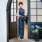 Modern velvet qipao gown with embroidery