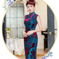 Modern velvet qipao gown with embroidery