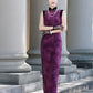 Sleeveless purple modern qipao gown