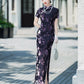 Modern purple velvet qipao gown