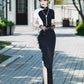 Black and white modern qipao gown for the prom
