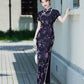 Modern purple velvet qipao gown