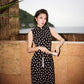 Black Polka-Dot Sleeveless Modern Qipao Gown