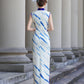 White sleeveless modern qipao gown