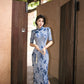 Modern Qipao Gown with Blue Floral Print
