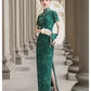 Short-sleeved green modern qipao gown