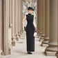 Black velvet sleeveless qipao gown