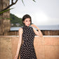 Black Polka-Dot Sleeveless Modern Qipao Gown