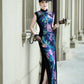 Colorful sleeveless modern qipao gown