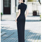 Black and white modern qipao gown for the prom