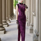 Sleeveless purple modern qipao gown