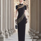 Black modern qipao gown, prom dress