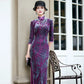 modern purple velvet qipao gown for dinner gift for her.