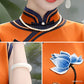 Orange sleeveless modern qipao gown