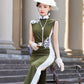 Green sleeveless modern qipao
