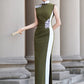 Green sleeveless modern qipao