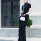 Black and white modern qipao gown for the prom