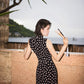 Black Polka-Dot Sleeveless Modern Qipao Gown