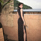 Black Polka-Dot Sleeveless Modern Qipao Gown