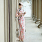 Pink sleeveless modern qipao gown