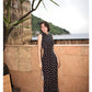 Black Polka-Dot Sleeveless Modern Qipao Gown