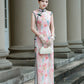 Pink sleeveless modern qipao gown
