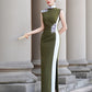 Green sleeveless modern qipao