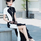 Black and white modern qipao gown for the prom