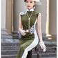 Green sleeveless modern qipao
