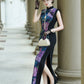 Colorful sleeveless modern qipao gown