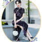 Modern purple velvet qipao gown