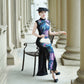 Colorful sleeveless modern qipao gown