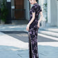 Modern purple velvet qipao gown