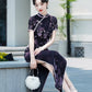 Modern purple velvet qipao gown