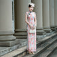 Pink sleeveless modern qipao gown