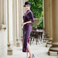 modern purple velvet qipao gown for dinner gift for her.
