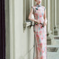 Pink sleeveless modern qipao gown
