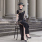 Black modern qipao gown, prom dress