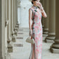 Pink sleeveless modern qipao gown