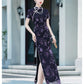 Modern purple velvet qipao gown