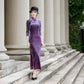 modern purple velvet qipao gown for dinner gift for her.