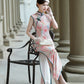 Pink sleeveless modern qipao gown