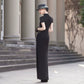 Black modern qipao gown, prom dress