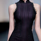 Brown sleeveless modern qipao