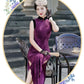 Sleeveless purple modern qipao gown