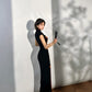 Black tight-fitting retro cheongsam