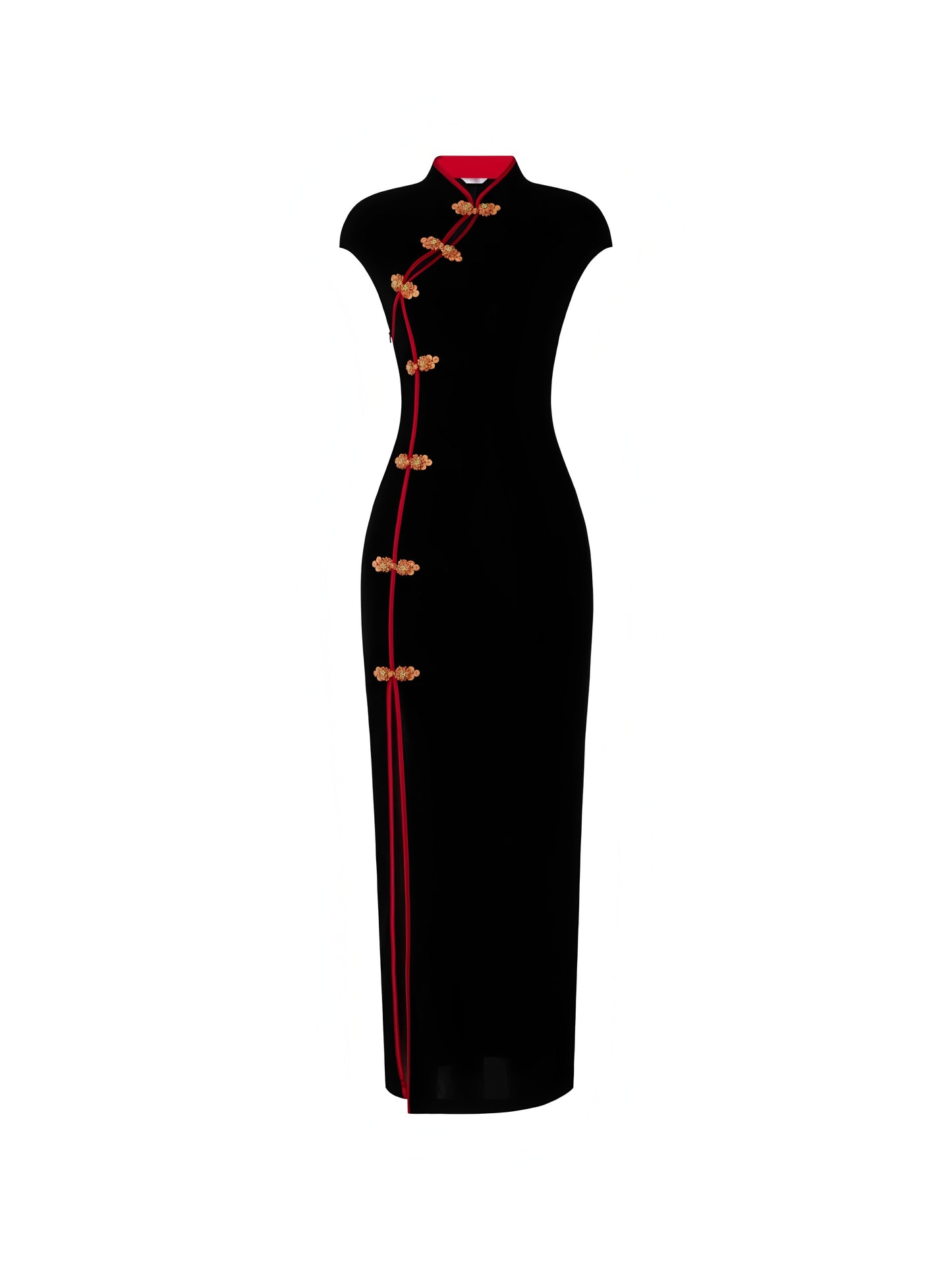 Black tight-fitting retro cheongsam