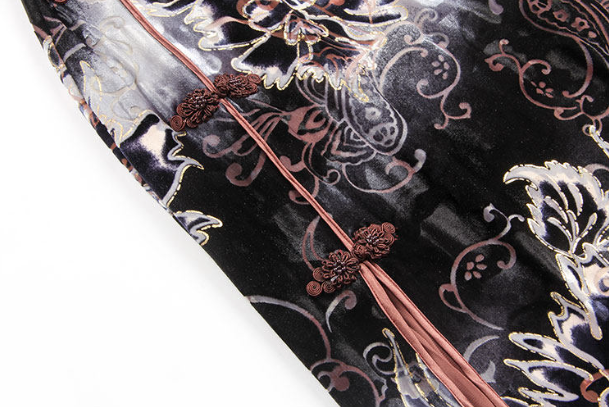 Stretch velvet floral qipao dress