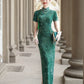 Short-sleeved green modern qipao gown